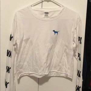 Pink long sleeve crop top